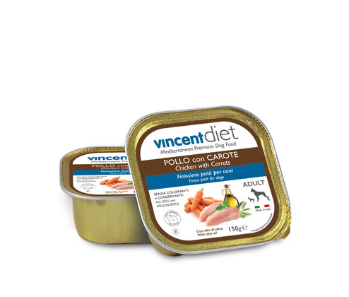 Patè per cani Vincent Diet Pollo con carote