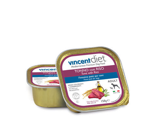 Patè per cani Vincent Diet Tonno con riso